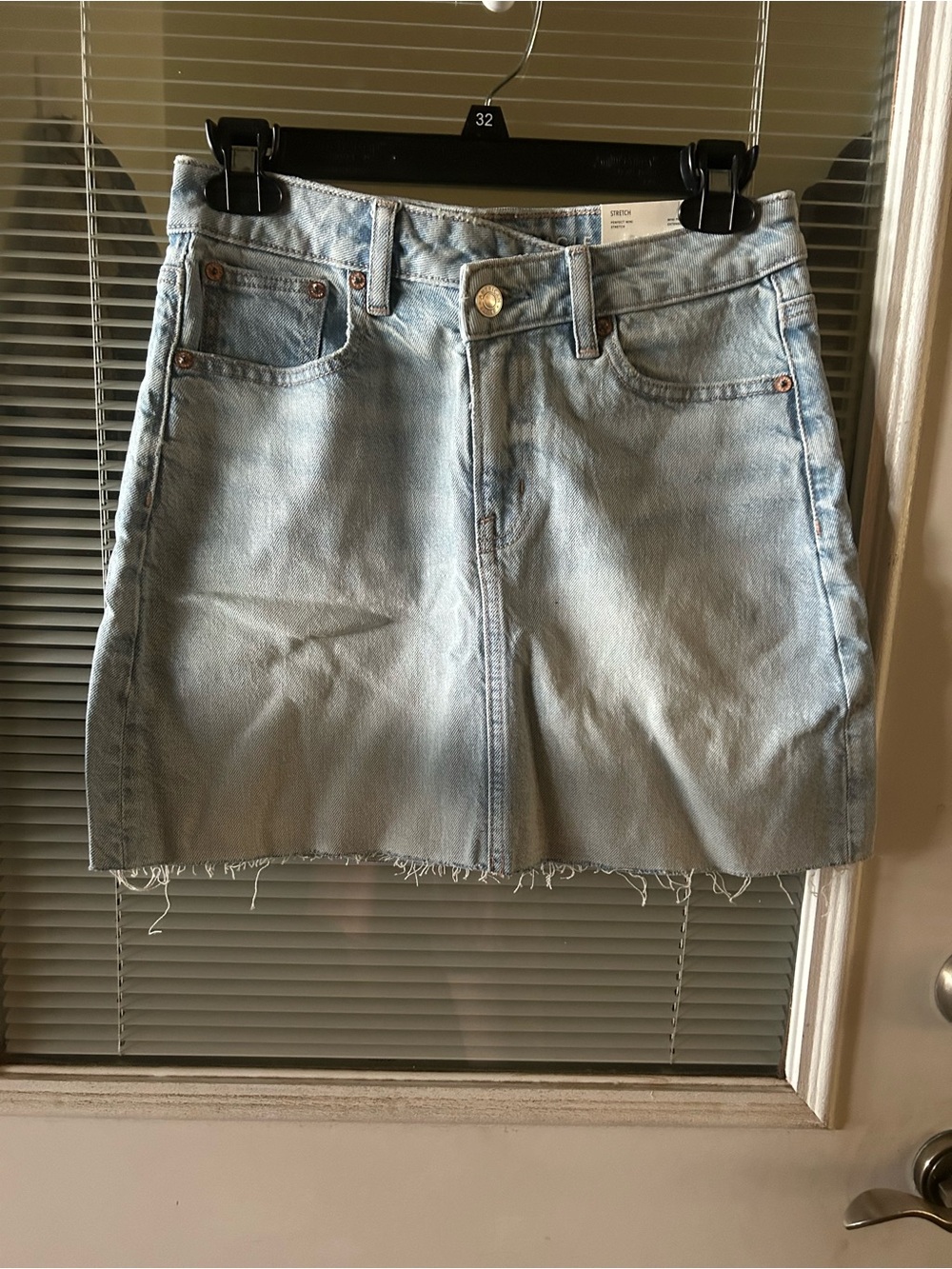 American Eagle Outfitters Light Blue Denim High Rise Crossover Skirt